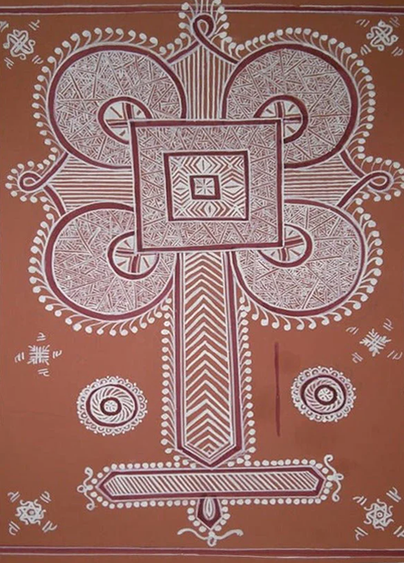 Radiant Bullock Cart: Mandana Tapestry by Vidya Soni Thumbnail