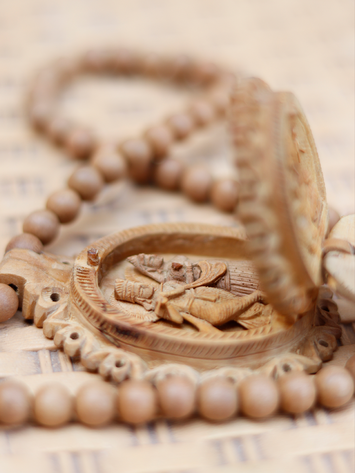 Radiant Radha Krishna Sandalwood Pendant by Om Prakash Thumbnail