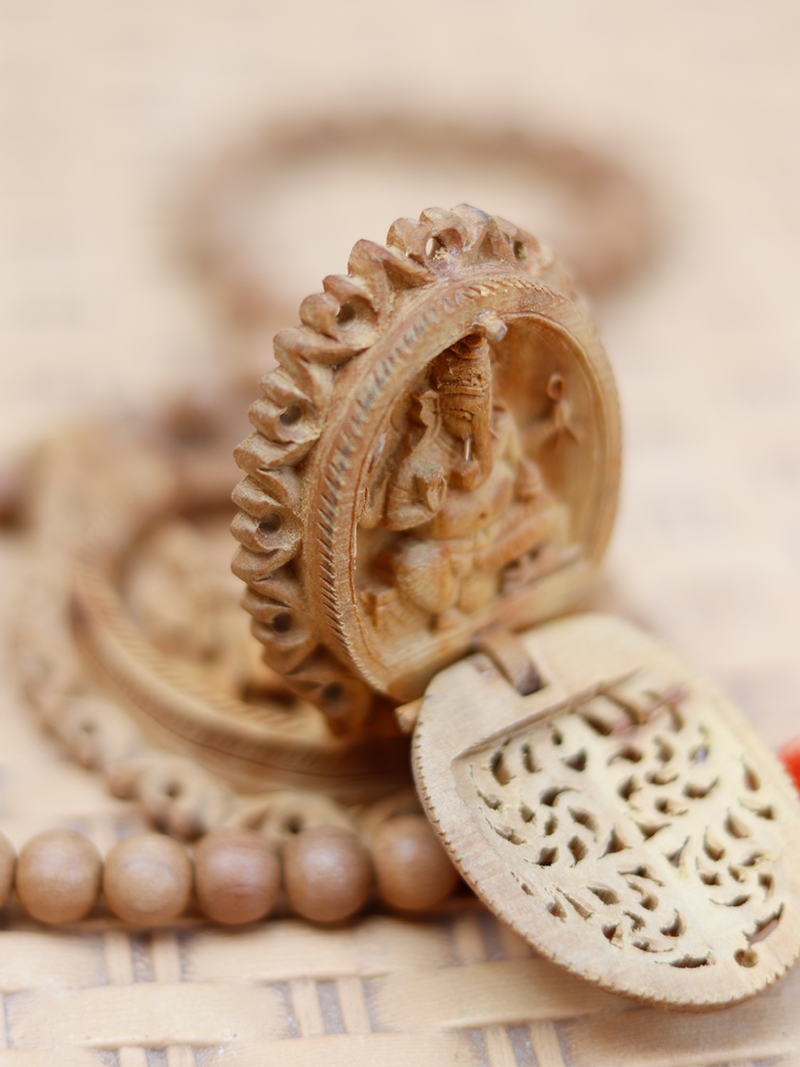 Radiant Radha Krishna Sandalwood Pendant for sale