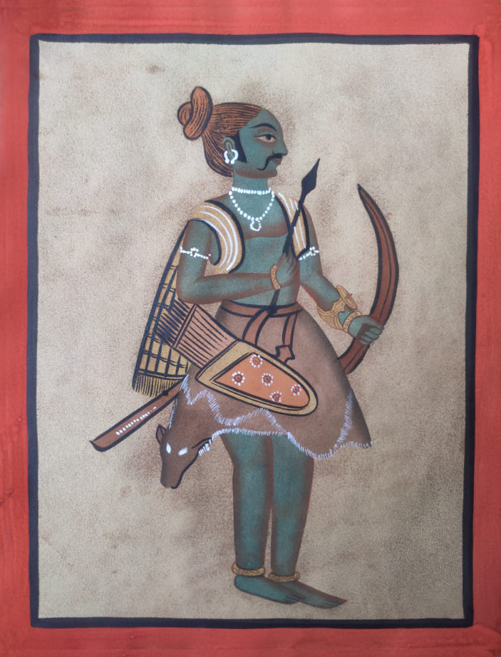 Radiant Resilience: The Ideal Form of Exquisite Reverence, Kalighat style by Hasir Chitrakar Thumbnail