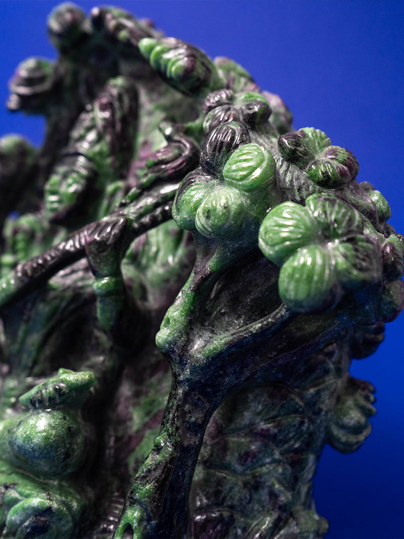 Radiant Wisdom: Ruby Zoisite Sculpture of Goddess Saraswati 