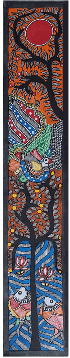 Radiant composition of tree, pond, and sun: Madhubani by Vibhuti Nath Thumbnail