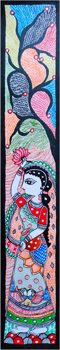 Radiant imagery of woman under a tree with lotus and pot: Madhubani by Vibhuti Nath Thumbnail