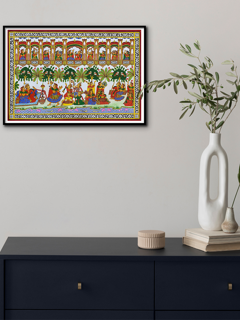  Raja Rani: Phad painting by Kalyan Joshi for sale
