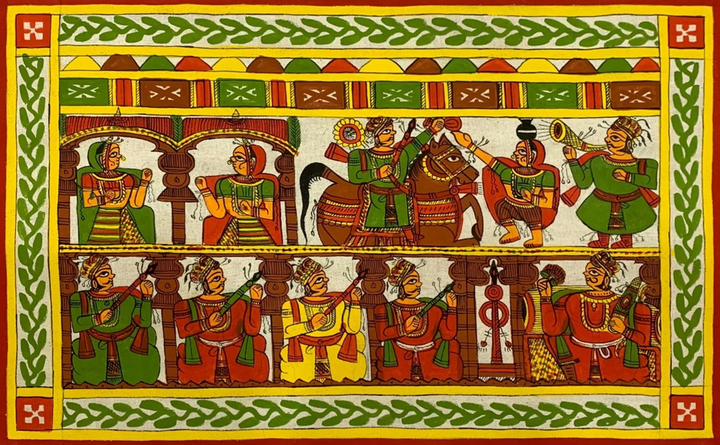 Rajasthani Rhapsody: A Scene of Jubilation Phad Painting by Kalyan Joshi Thumbnail