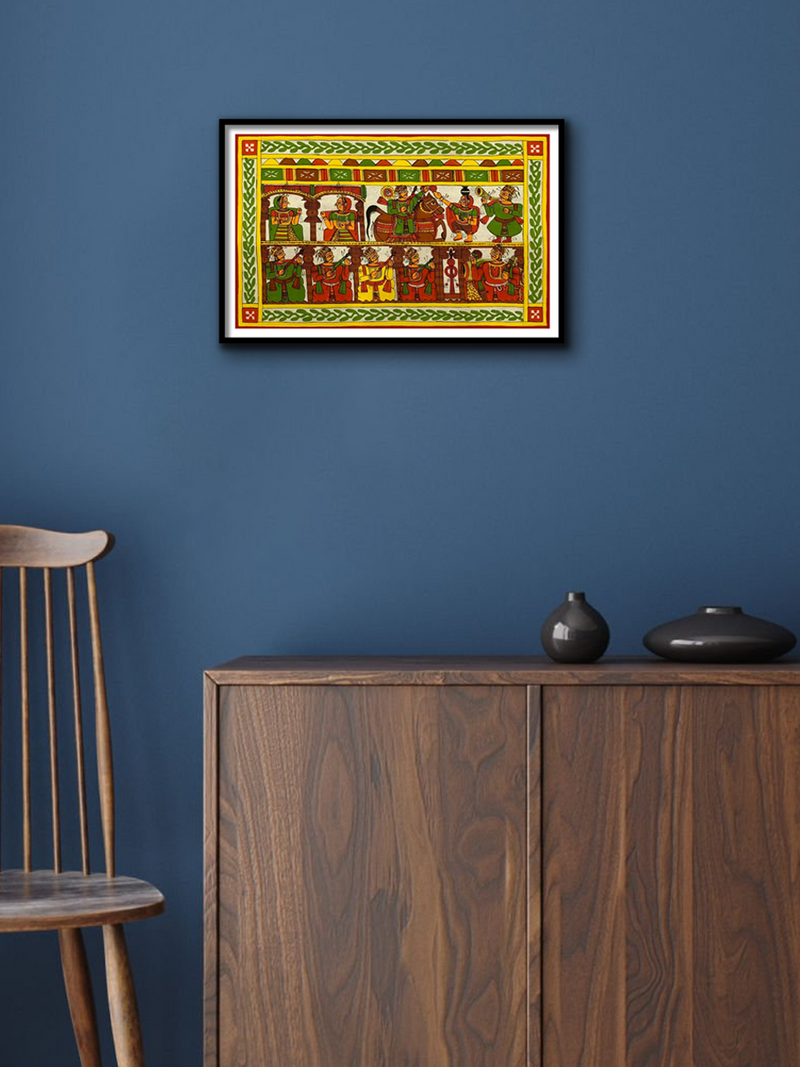 Rajasthani Rhapsody: A Scene of Jubilation Phad Painting by Kalyan Joshi