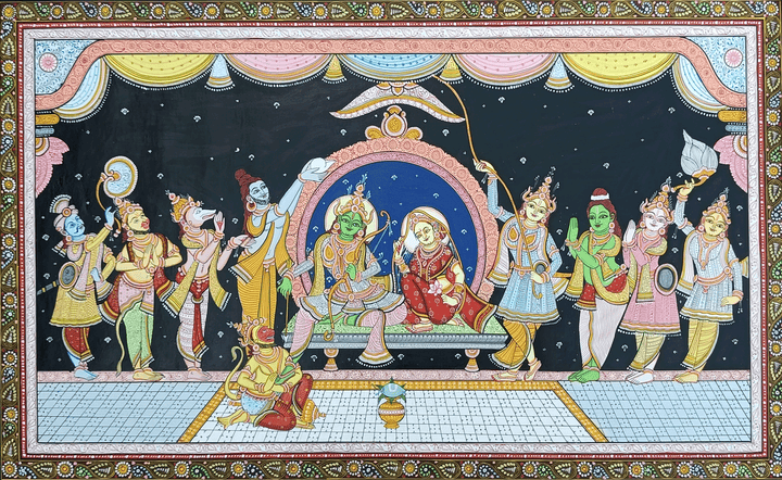 Ram Abhishek Darbar - Pattachitra Painting by Purusottam Swain for Home Decor Thumbnail
