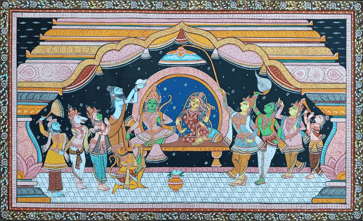 Ram Abhishek Darbar - Pattachitra Painting by Purusottam Swain for Home Decor Thumbnail