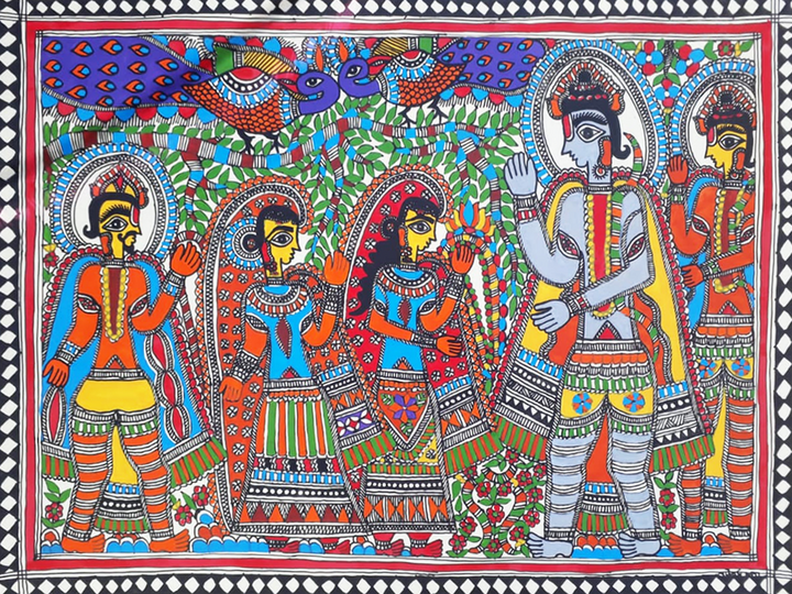 Ram Sita Milan in Madhubani Painting by Vibhuti Nath Thumbnail