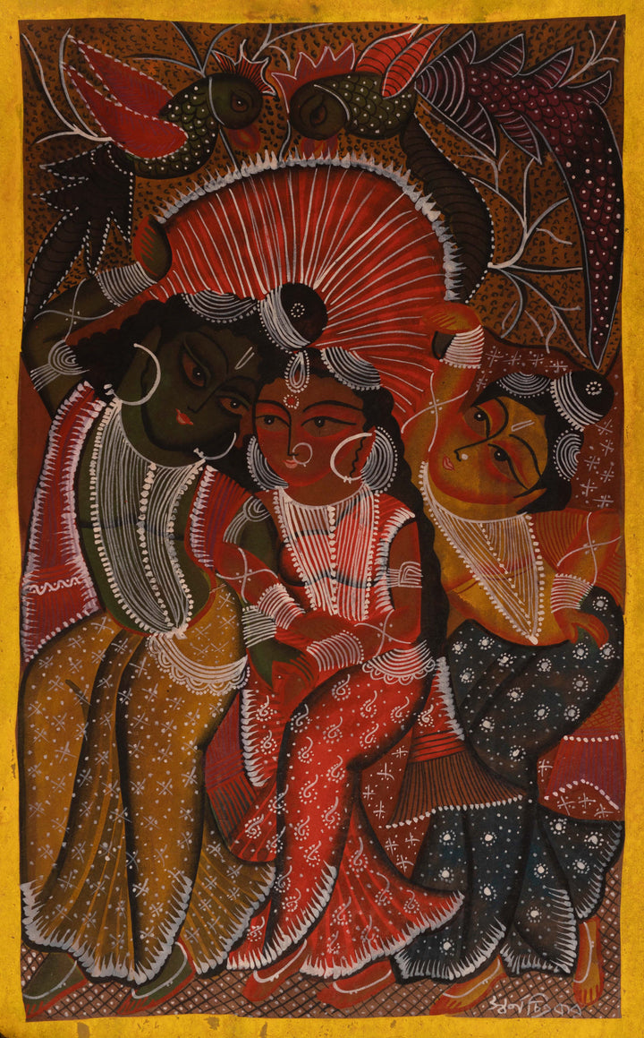 Ram, Sita, and Lakshman: Bengal Pattachitra by Swarna Chitrakar Thumbnail