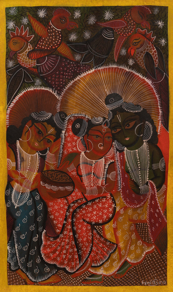 Ram, Sita, and Lakshman in Bengal Pattachitra by Swarna Chitrakar Thumbnail