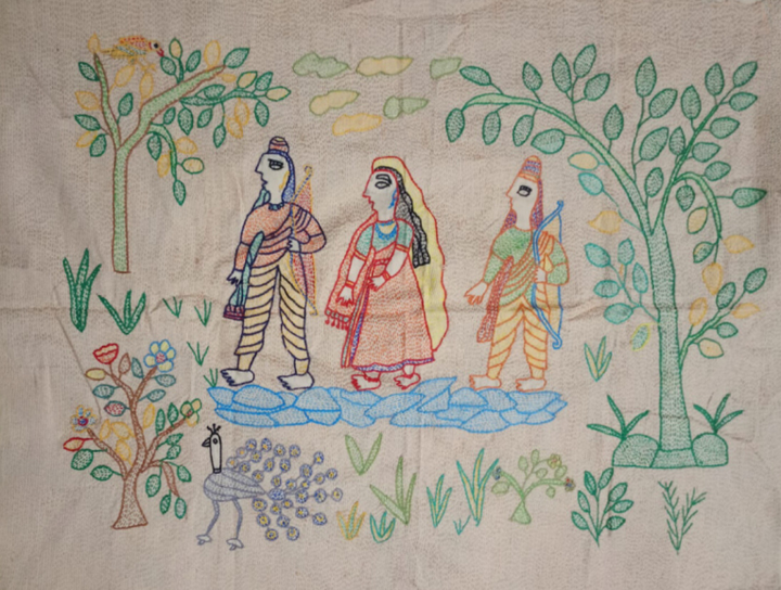 Ram Vanavasa In Sujani Embroidery by Sanju Devi Thumbnail