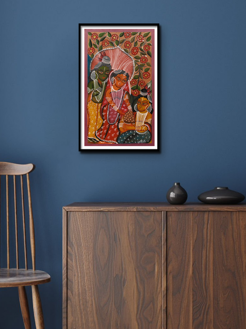 Shop Ram and his Family in Bengal Pattachitra by Swarna chitrakar