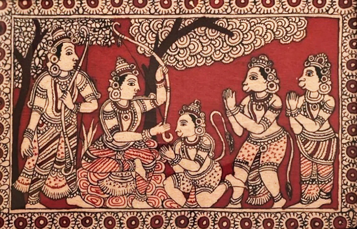 Ram with Hanuman Kalamkari Painting by Siva Reddy Thumbnail