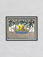 Ram, Sita and Lakshman's journey to the forest, Madhubani by Ambika devi
