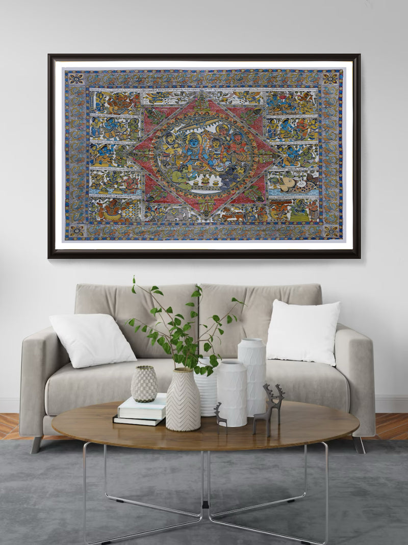 Rama Pattabhishekam: Kalamkari Painting by Harinath.N for sale