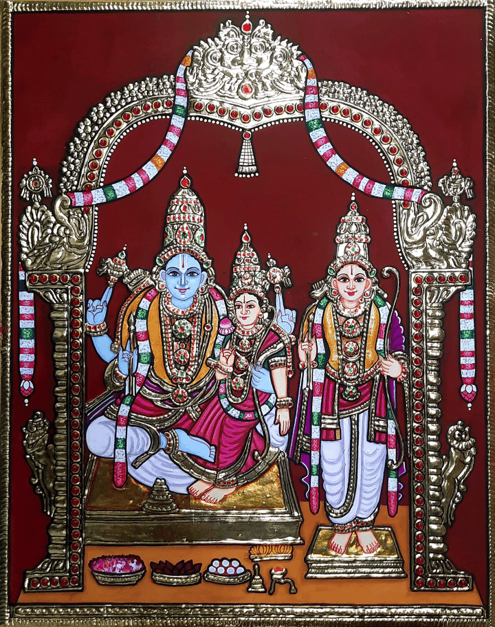 Rama, Sita and Laxman in Tanjore by Sanjay Tandekar Thumbnail