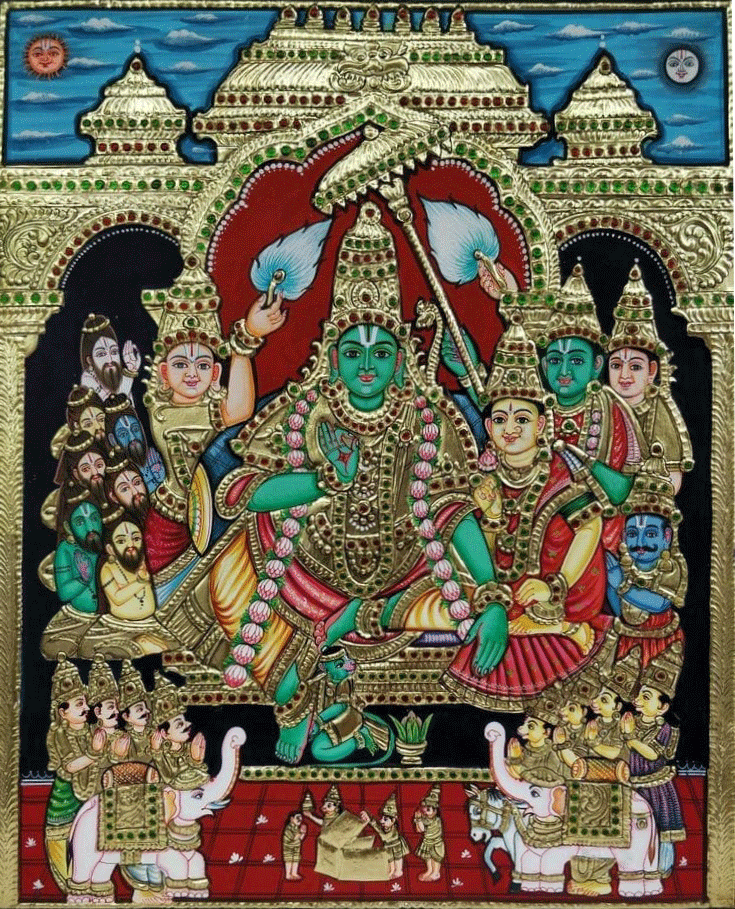 Sanjay Rama Buy Tanjore Classical Art of Sri Rama Pattabhishekam Online