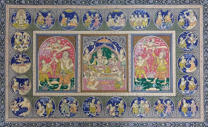 Ramayan Katha Chitra Handpainted in - Pattachitra Art by Apindra Swain for Home Decor Thumbnail