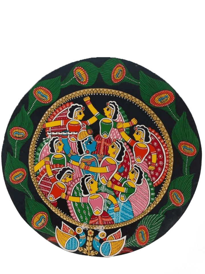 Rasleela scene in Tikuli round art by Ashok Kumar Thumbnail