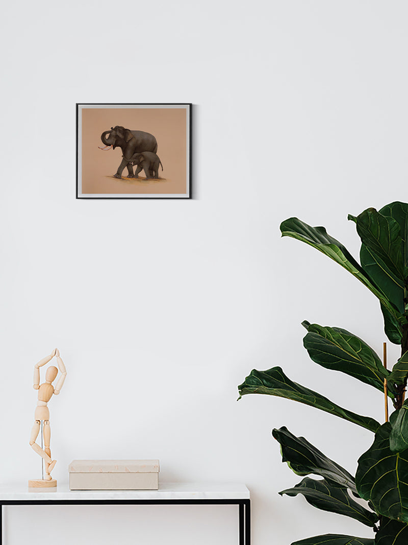 Rays of Happiness A Mughal Miniature Capturing Elephant Joy for sale