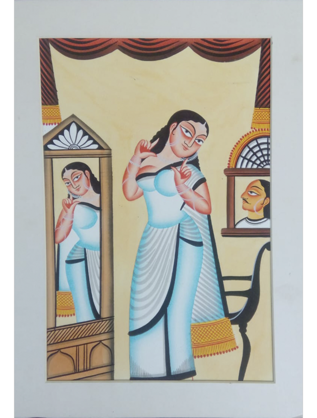 Reflections of Tradition: A Kaleidoscope of Stories in Kalighat Style Patua Painting by Hasir Chitrakar Thumbnail
