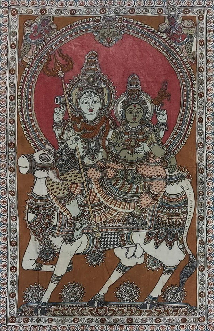 Regality of Lord Shiva and Parvati: Kalamkari painting by Sudheer Thumbnail