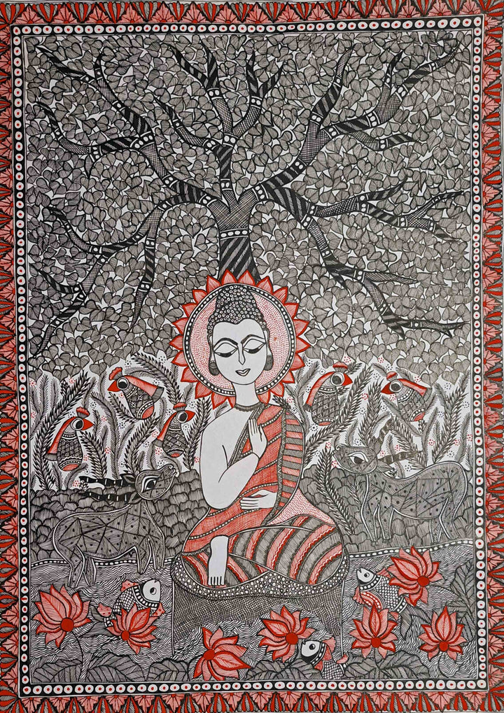 Representation of Lord Buddha in Madhubani by Vibhuti Nath Thumbnail