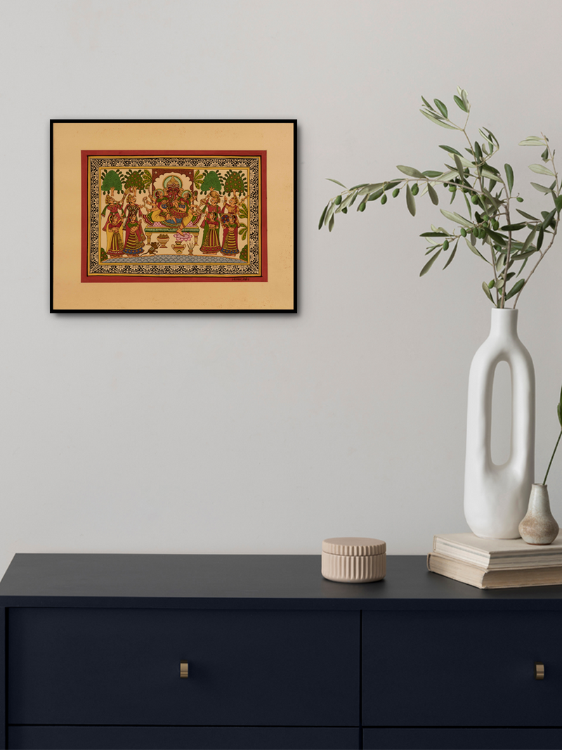 Representation of Lord Ganesha: Phad by Kalyan Joshi for Sale