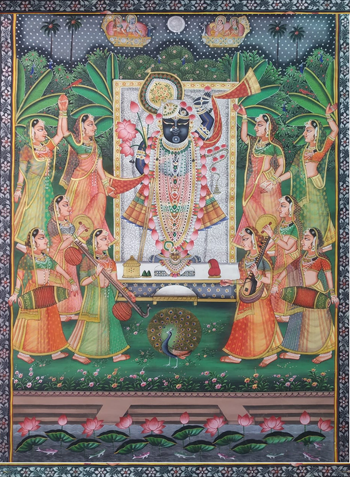 Sharad Purnima In Pichwai painting by Jayesh Sharma Thumbnail