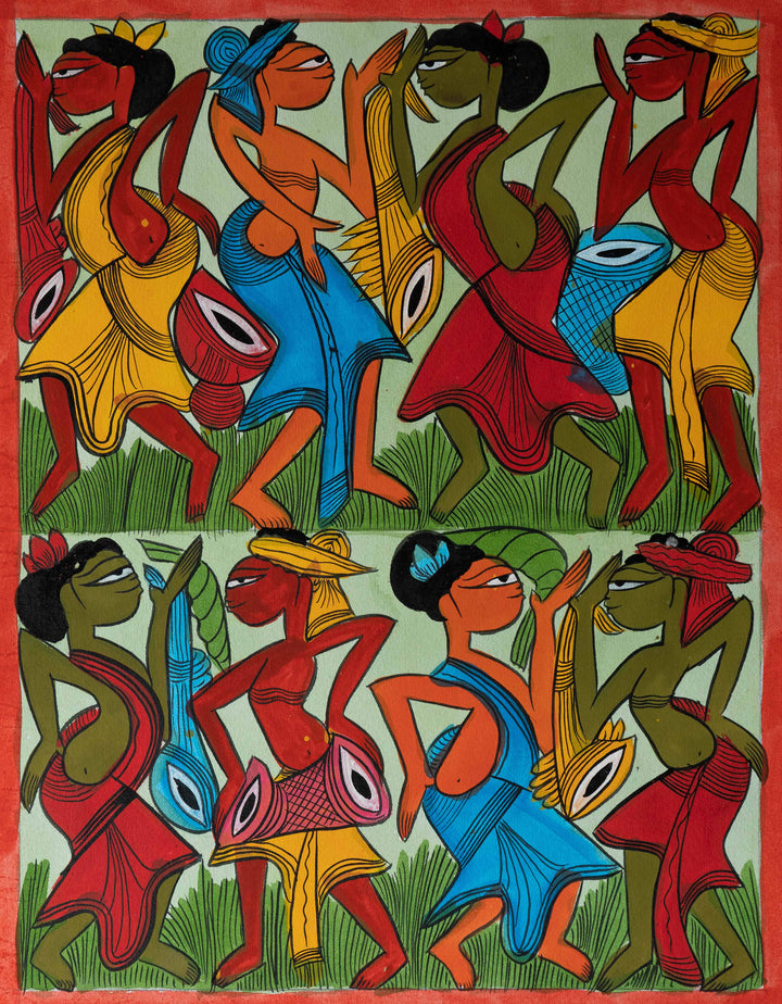 Rich Portrayal of Folkloric Dance: Santhal-Tribal Pattachitra by Manoranjan Chitrakar Thumbnail