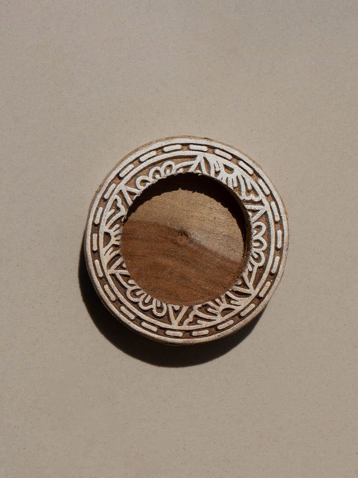 Round China Berry Wooden Block Diya Set by Vikas Singh Thumbnail