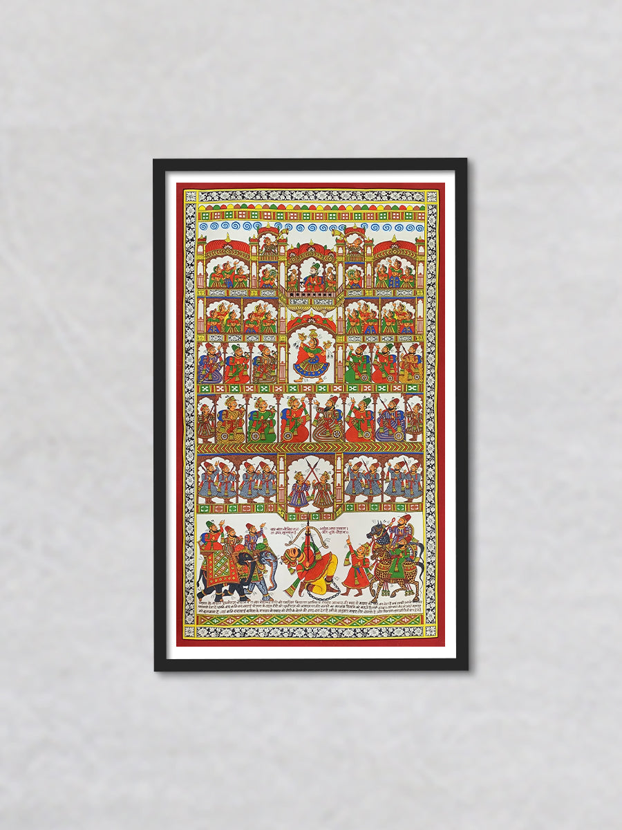 Ruler of Nobility Prithviraj Chauhan's Courtly Grandeur, Phad Painting by Kalyan Joshi