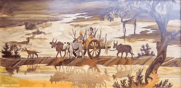 Rural Landscape in Mysore Rosewood inlay by Mohan Kumar Thumbnail