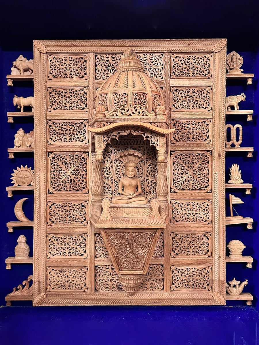 Naga Buddha and the Symbols in Sandalwood carving by Om Prakash for sale