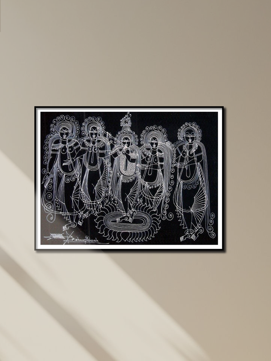 Shop Krishna with the Gopis in Surpur Art by Krishna Prakash