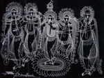 Krishna with the Gopis in Surpur Art by Krishna Prakash
