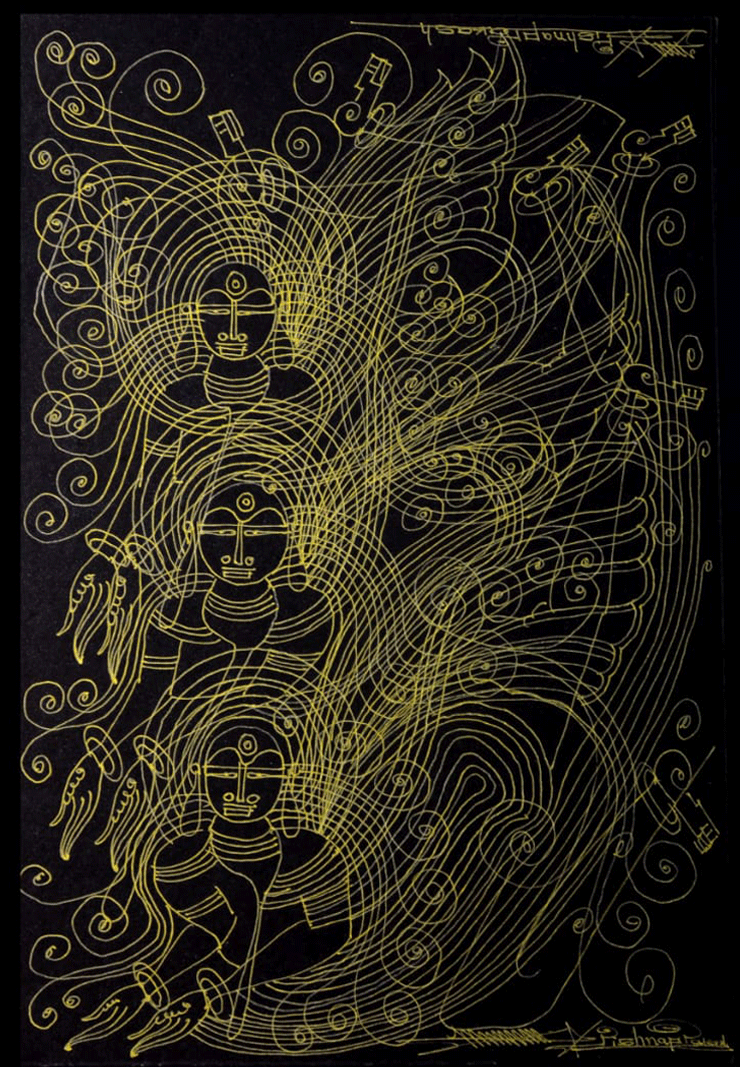 Buy Flying Gods in Surpur Art by Krishna Prakash