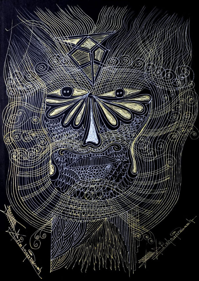 Buy The Lion Face in Surpur Art by Krishna Prakash