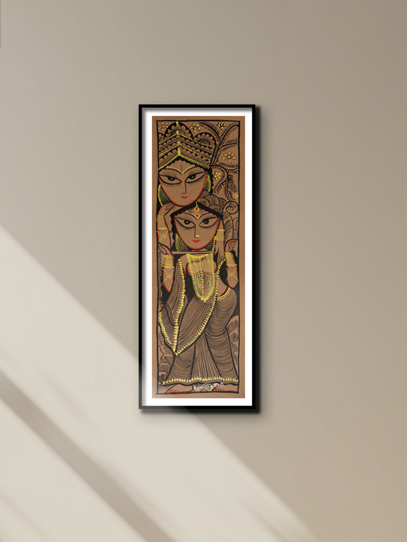 Radha Krishna in Bengal Pattachitra by Swarna Chitrakar for sale