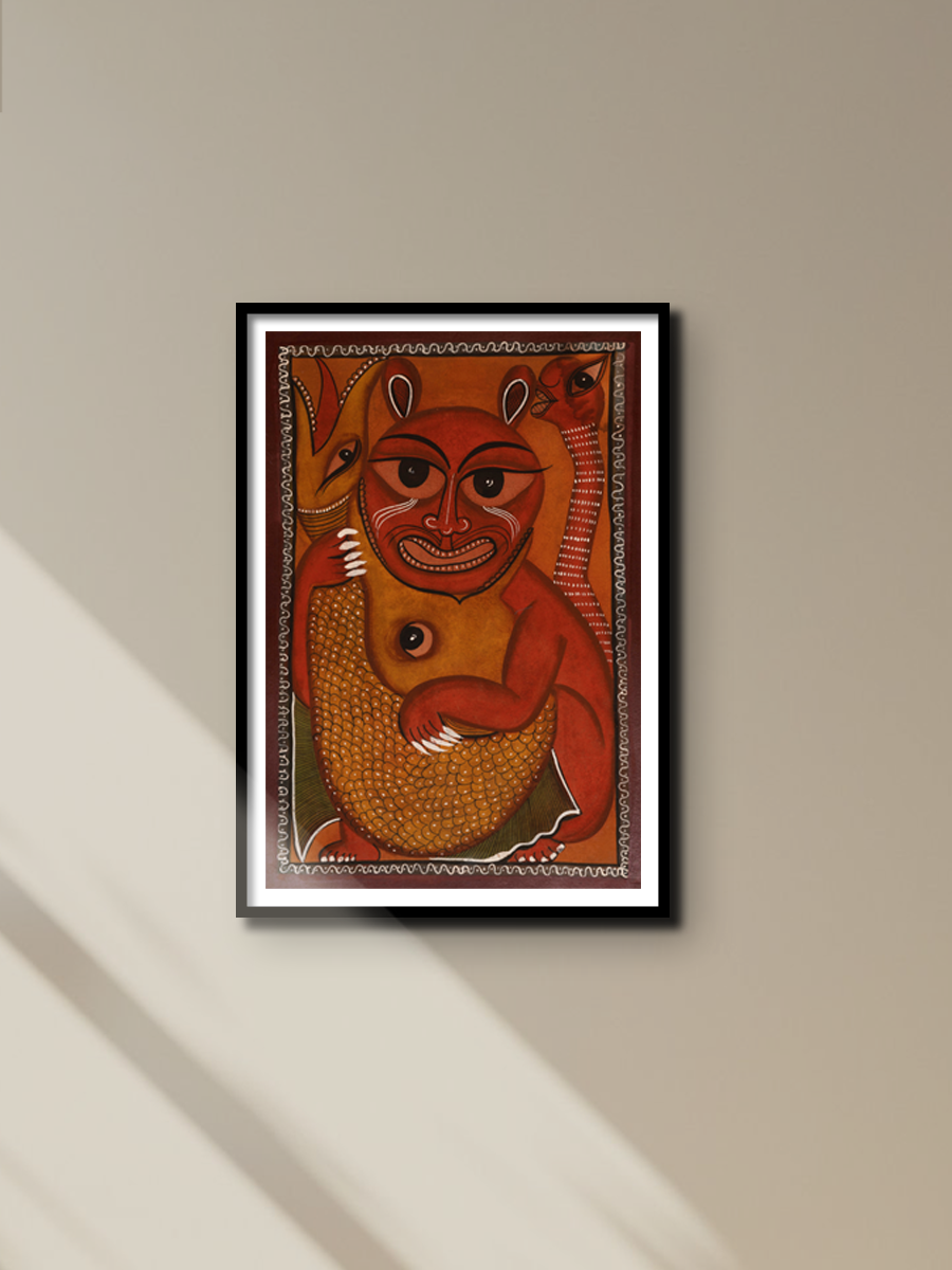 A wild cat in Bengal Pattachitra by Swarna Chitrakar for sale
