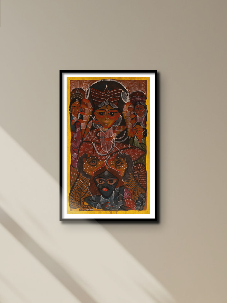 Maa Durga in Bengal Pattachitra by Swarna Chitrakar for sale