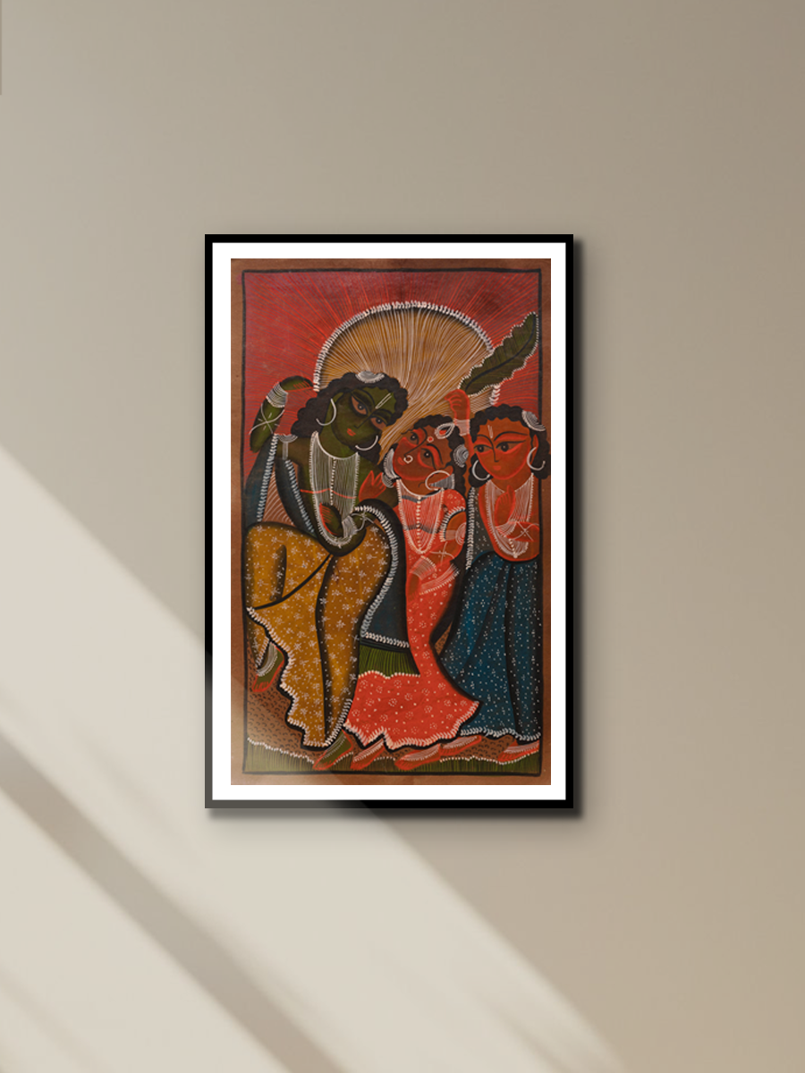 Bengal Harmony: Ram, Sita, and Lakshman by Swarna Chitrakar for sale