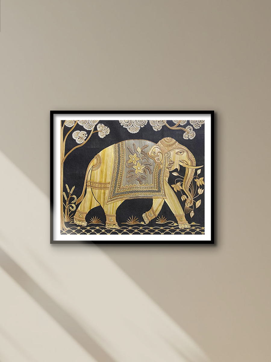 A Royal Elephant in Sikki Grass Art by Dhirendra Kumar for sale