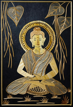 Meditating Buddha: Sikki Grass Artwork