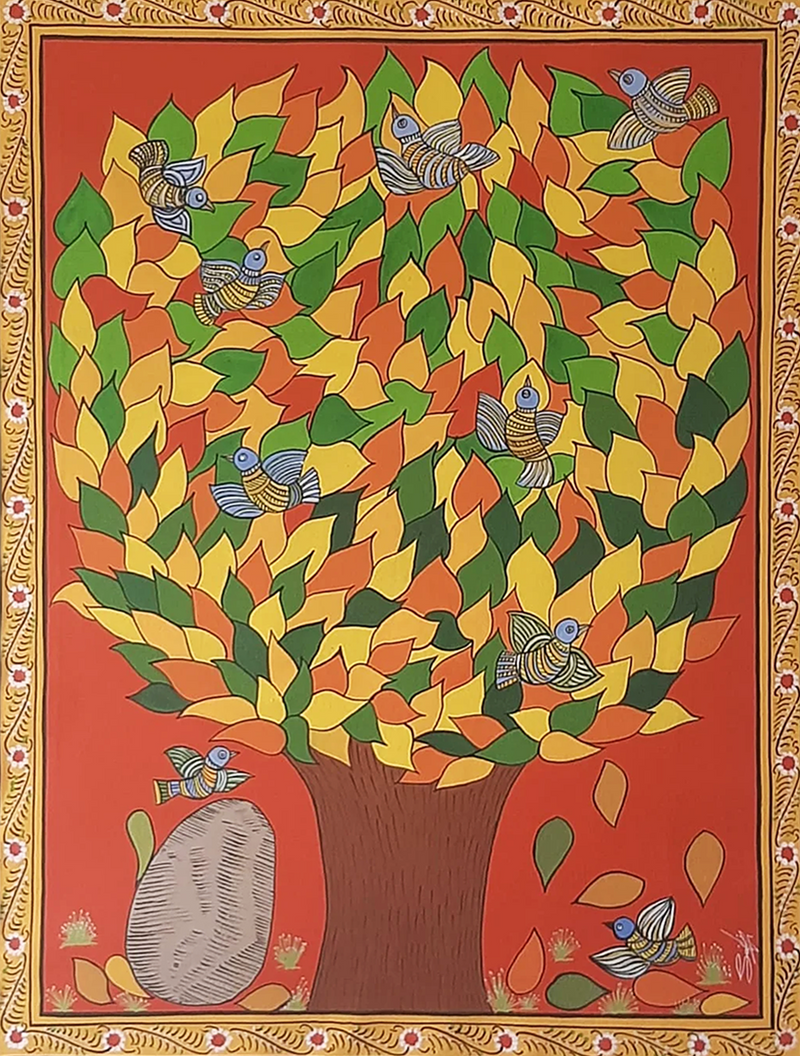 buy TREE OF LIFE: CHERIYAL SCROLL PAINTING by Sai Kiran