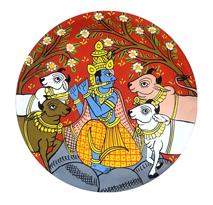 Buy Krishna with cows Cheriyal Wall Plates