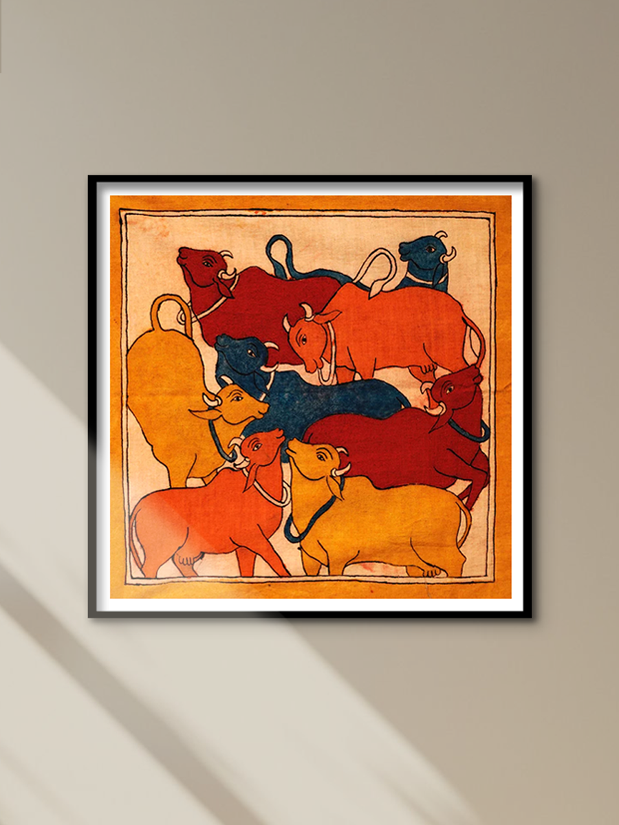 Cows in Kalamkari Painting by Siva Reddy