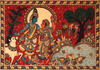 Radha- Krishna in Brindavan Kalamkari Painting by Siva Reddy