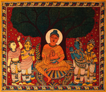 Buddha Under Bodhi Tree Kalamkari Painting by Siva Reddy